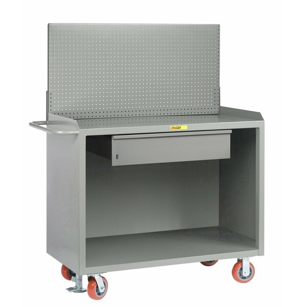 Little Giant Mobile Bench Cabinets, 36"W, Heavy-Duty Drawer, Pegboard MB-2436-HDFL-PB